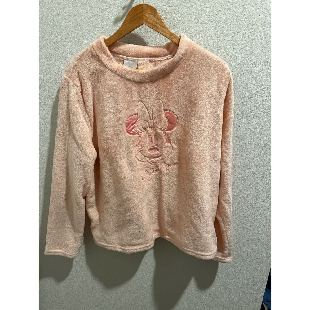 Disney‎ 100 Minnie Mouse Fleece Pajama Top Peach Pink XL LZ43920SC